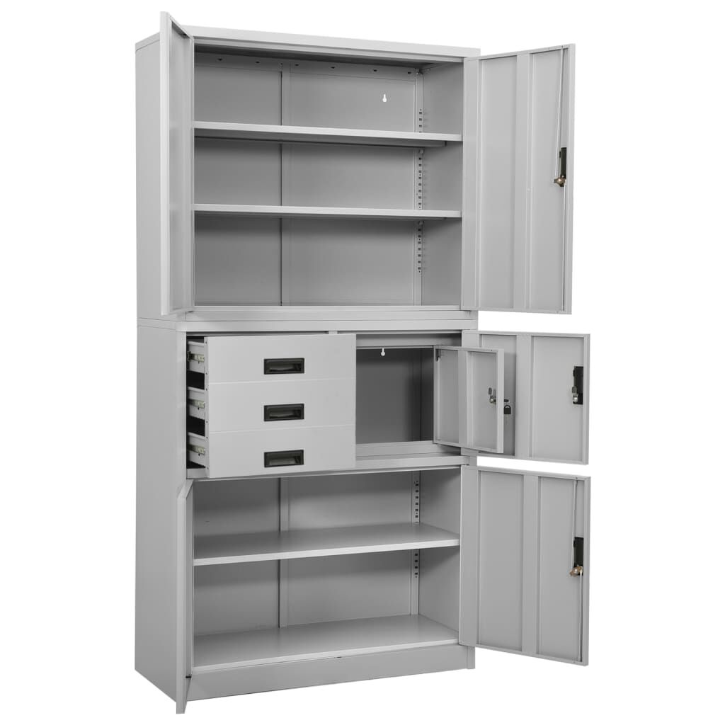 vidaXL Office Cabinet Light Grey 90x40x180 cm Steel