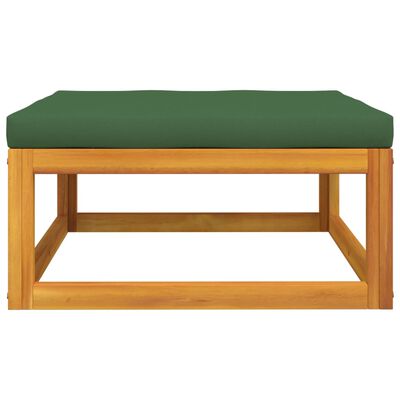 vidaXL Garden Footrest with Green Cushion Solid Wood Acacia