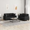 vidaXL 2 Piece Sofa Set with Pillows Black Faux Leather
