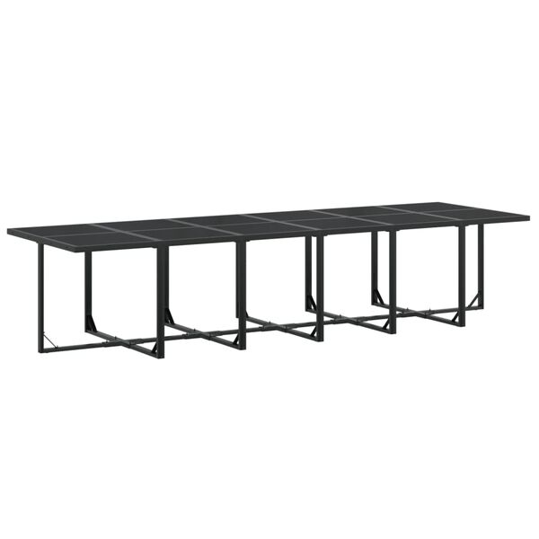 vidaXL 17 Piece Garden Dining Set Black Textilene