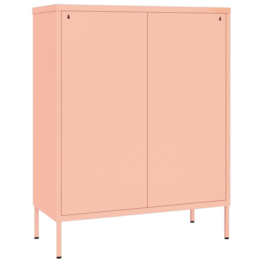 vidaXL Drawer Cabinet Pink 80x35x101.5 cm Steel