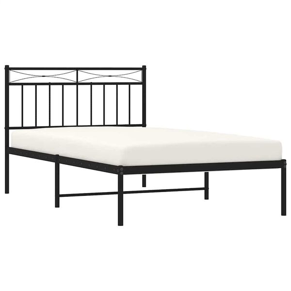 vidaXL Metal Bed Frame without Mattress with Headboard Black 100x200cm