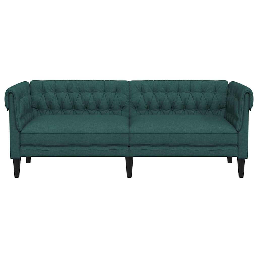 vidaXL Chesterfield Sofa 3-Seater Dark Green Fabric