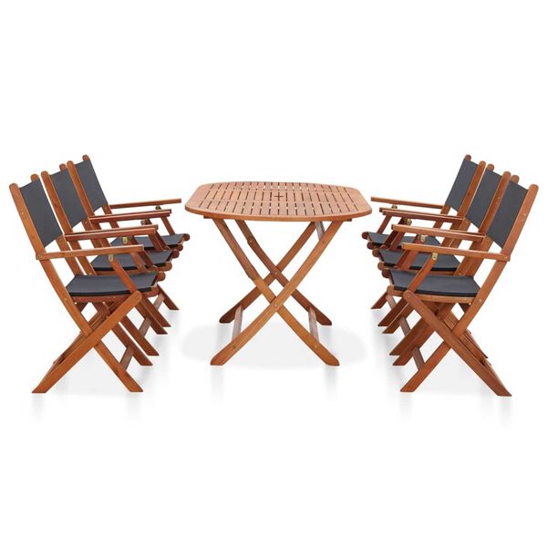 vidaXL 7 Piece Outdoor Dining Set Solid Eucalyptus Wood and Textilene