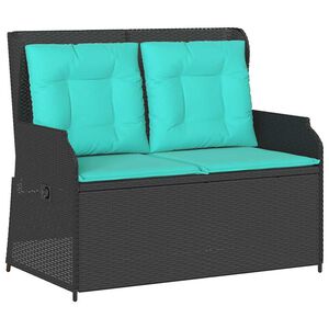 vidaXL Garden Bench with Cushion Black Poly rattan