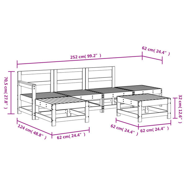 vidaXL 6 Piece Garden Lounge Set Solid Wood Pine