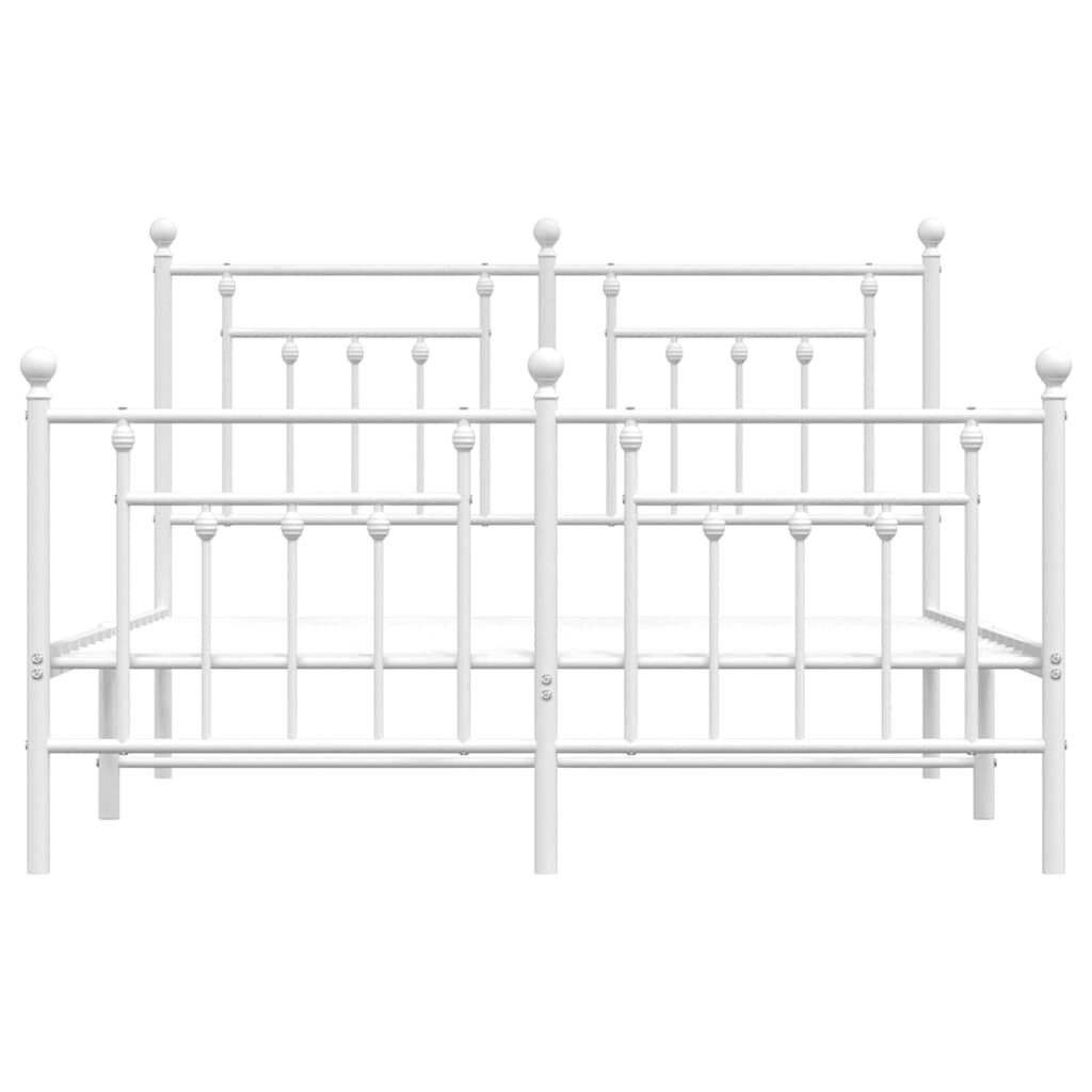 vidaXL Metal Bed Frame without Mattress with Footboard White 150x200cm