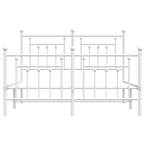 vidaXL Metal Bed Frame without Mattress with Footboard White 150x200cm