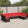 vidaXL Sofa Set with Cushion 10 pcs Brown Poly Rattan
