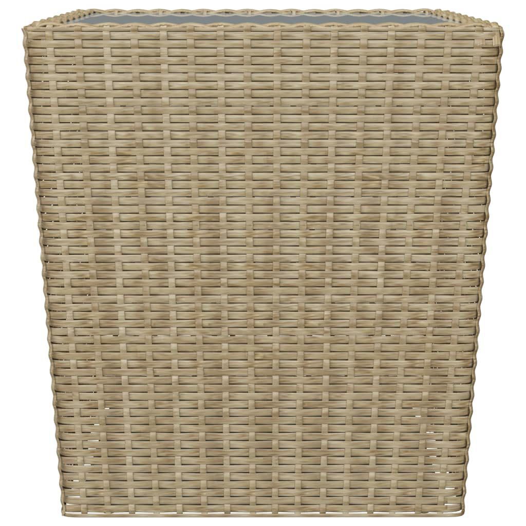 vidaXL 3 Piece Bistro Set Poly Rattan and Tempered Glass Beige