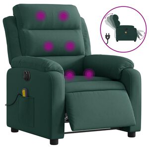 vidaXL Electric Massage Recliner Chair Dark Green Velvet
