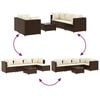 vidaXL 6 Piece Garden Lounge Set with Cushions Brown Poly Rattan