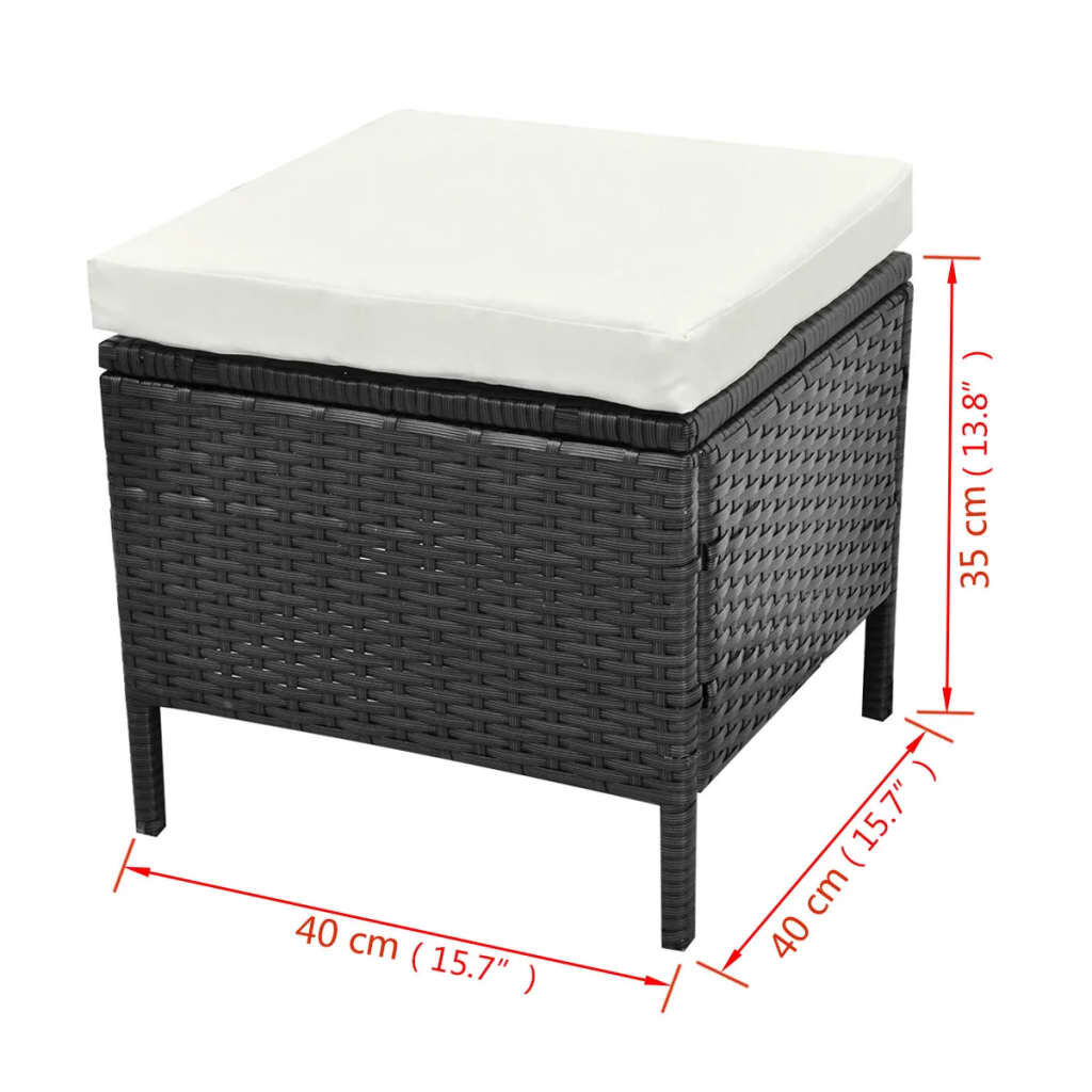 vidaXL 4 Piece Garden Lounge Set with Cushions Poly Rattan Black