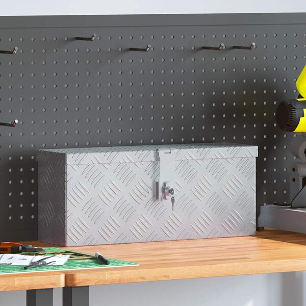 vidaXL Aluminium Box 48.5x14x20 cm Silver