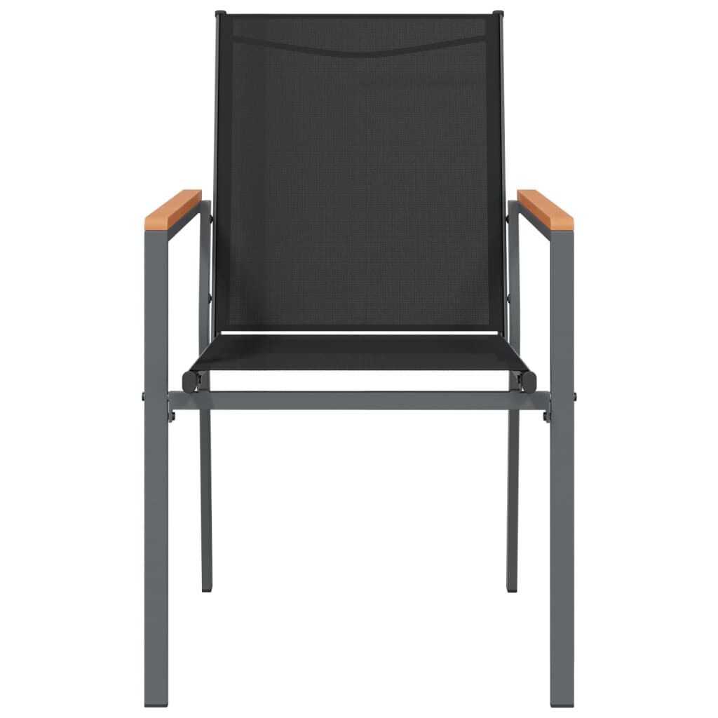 vidaXL Garden Chairs 2 pcs Black 55x61.5x90 cm Textilene and Steel