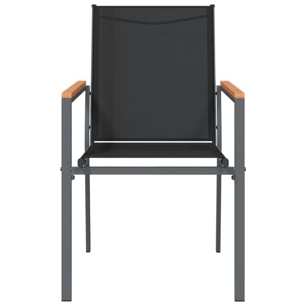 vidaXL Garden Chairs 2 pcs Black 55x61.5x90 cm Textilene and Steel