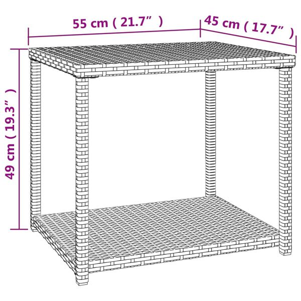 vidaXL Side Table Black 55x45x49 cm Poly Rattan