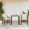 vidaXL 3 Piece Bistro Set with Cushions Brown Poly Rattan