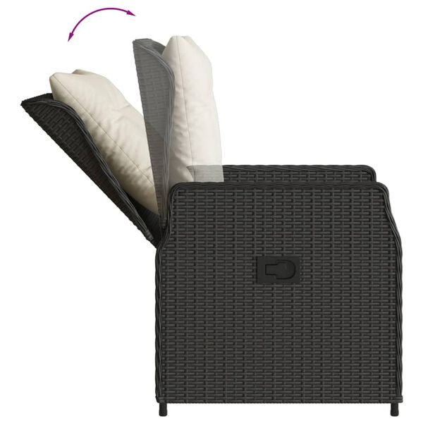vidaXL Reclining Garden Chairs 2 pcs Black Poly Rattan