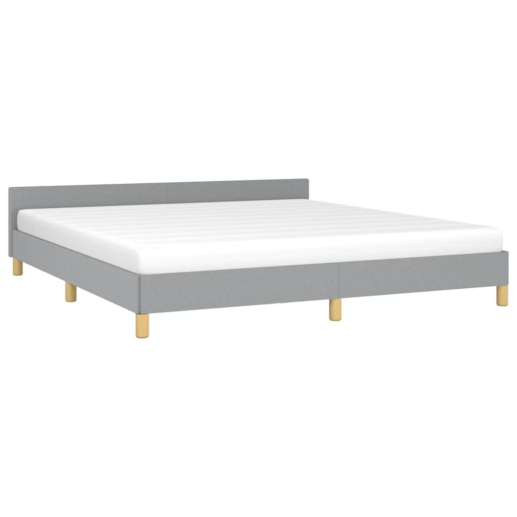 vidaXL Bed Frame without Mattress Light Grey King Fabric