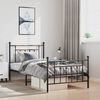 vidaXL Metal Bed Frame without Mattress with Footboard Black 100x190cm