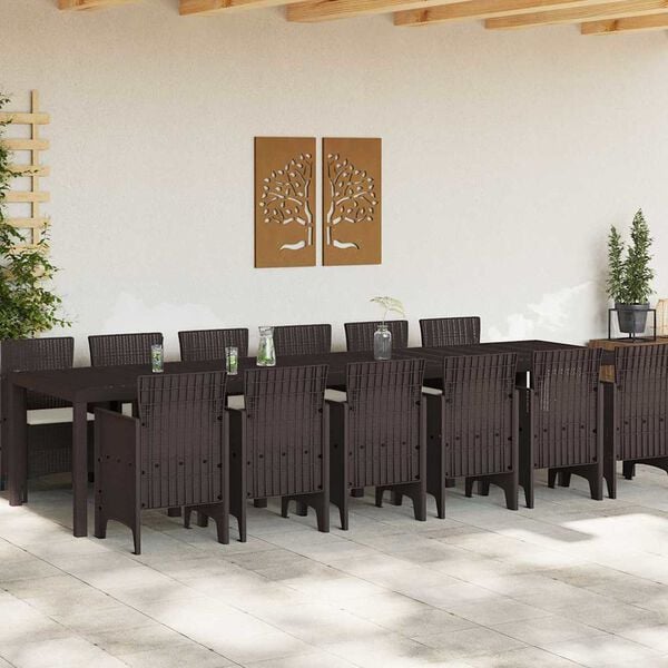 vidaXL Garden Dining Set 13 pcs Brown Polt rattan