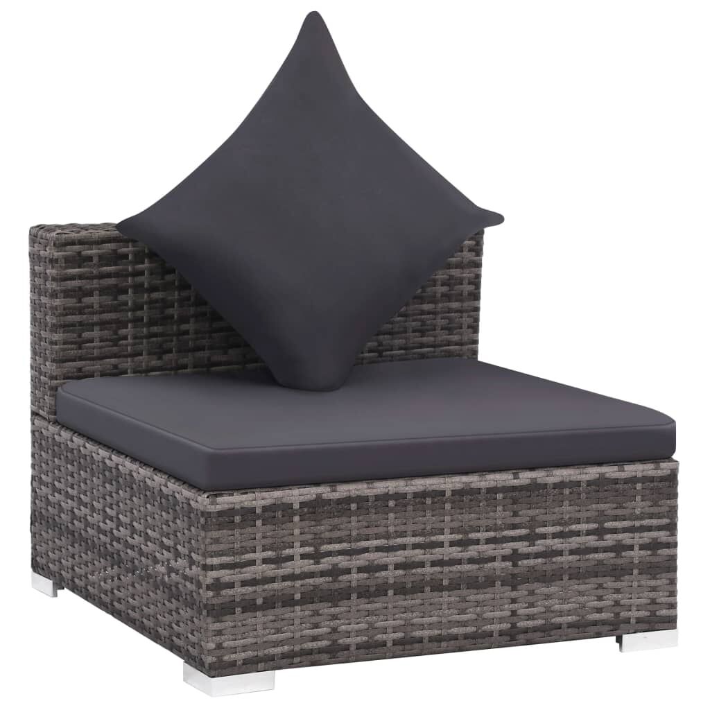 vidaXL 7 Piece Garden Lounge Set with Cushions Poly Rattan Grey