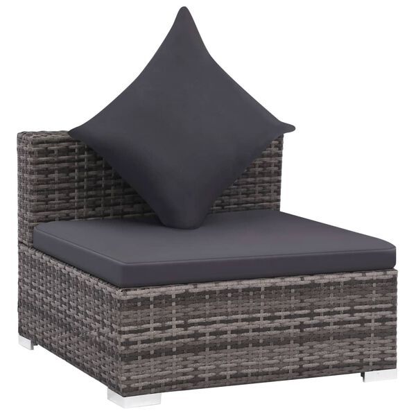 vidaXL 7 Piece Garden Lounge Set with Cushions Poly Rattan Grey