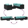 vidaXL 6 Piece Garden Lounge Set with Cushions Black Poly Rattan