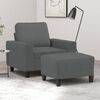 vidaXL Sofa Chair with Footstool Dark Grey 60 cm Fabric
