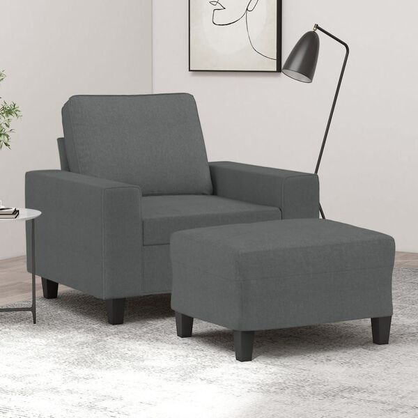 vidaXL Sofa Chair with Footstool Dark Grey 60 cm Fabric