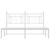 vidaXL Metal Bed Frame without Mattress with Headboard White 150x200cm