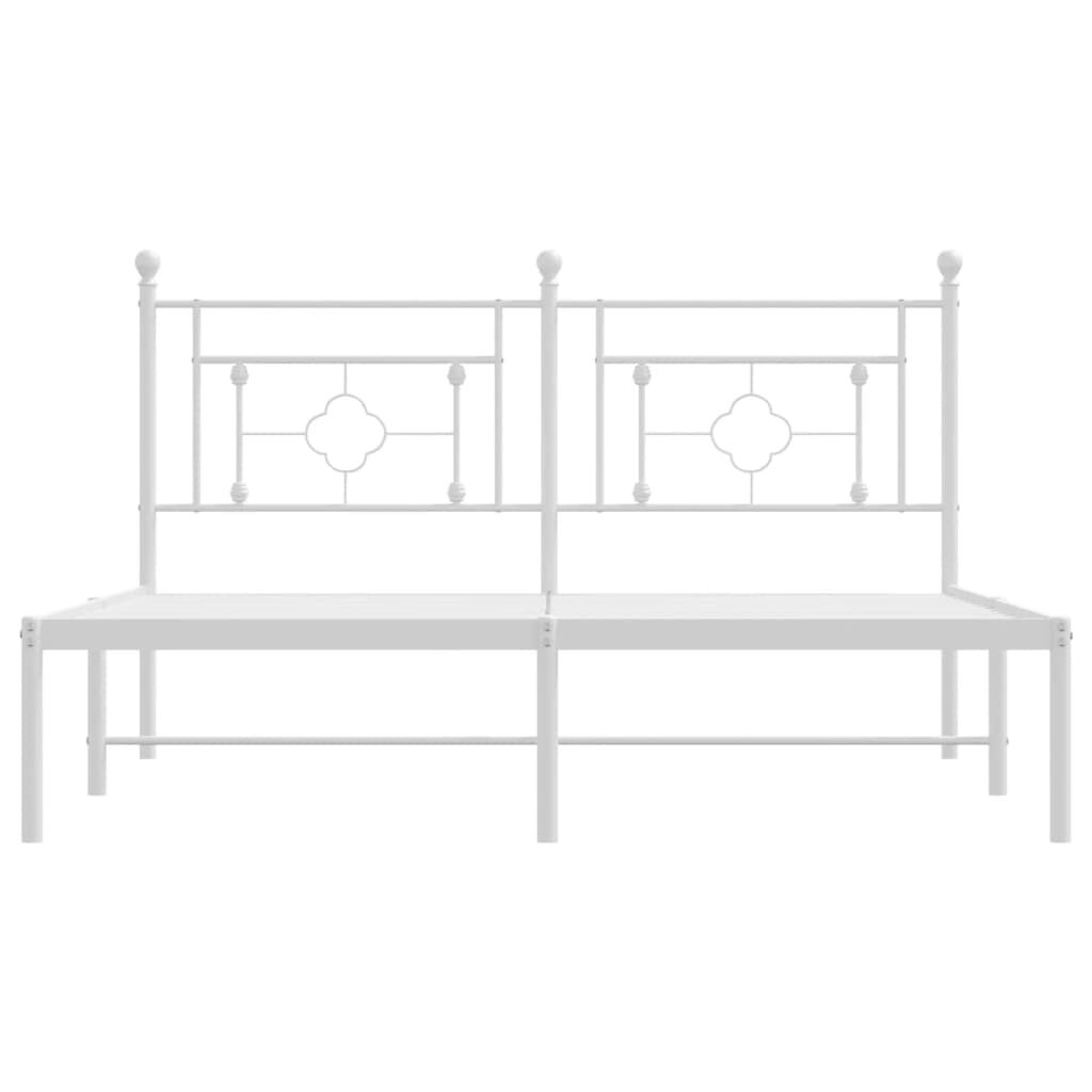 vidaXL Metal Bed Frame without Mattress with Headboard White 150x200cm
