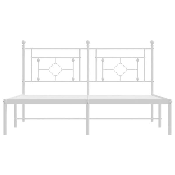 vidaXL Metal Bed Frame without Mattress with Headboard White 150x200cm