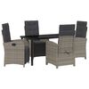 vidaXL Garden Dining Set with Cushion 5 pcs Grey Poly Rattan