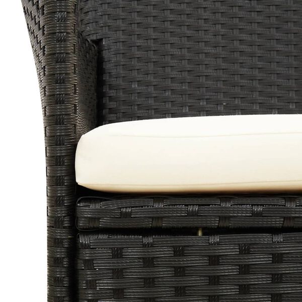 vidaXL Garden Chairs with Cushions 2 pcs Poly Rattan Black