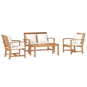 vidaXL Garden Sofa Set Natural Solid teak wood