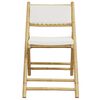 vidaXL 6 Piece Folding Bistro Chairs with Cream White Cushions Bamboo