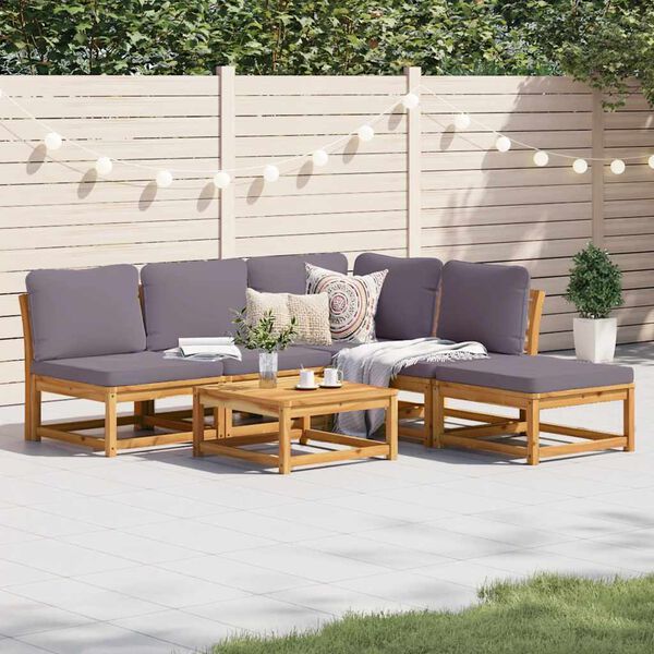 vidaXL 6 Piece Garden Lounge Set with Cushions Solid Wood Acacia