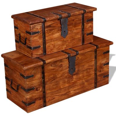 vidaXL Two Piece Storage Chest Set Solid Wood