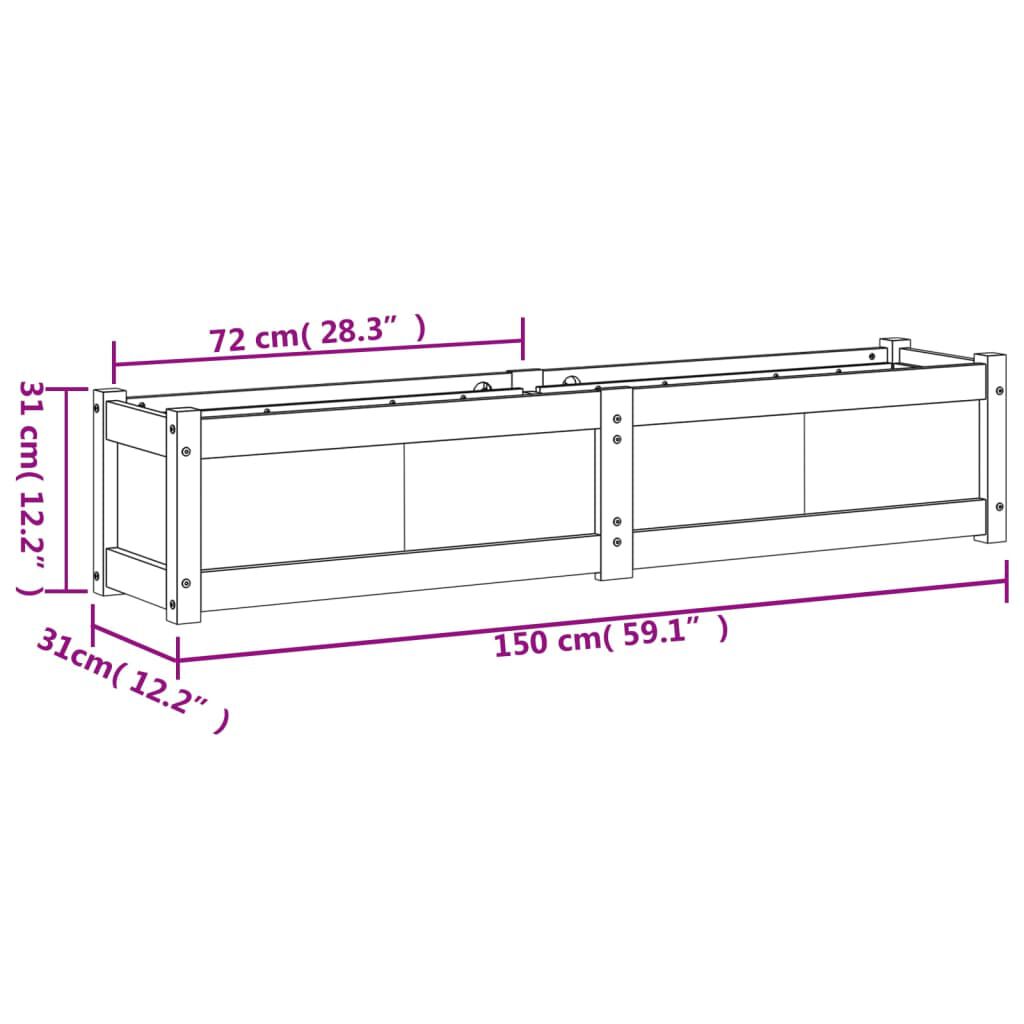 vidaXL Garden Planter 150x31x31 cm Impregnated Wood Pine