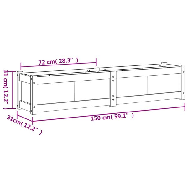 vidaXL Garden Planter 150x31x31 cm Impregnated Wood Pine