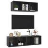 vidaXL 2 Piece TV Cabinet Set High Gloss Black Engineered Wood