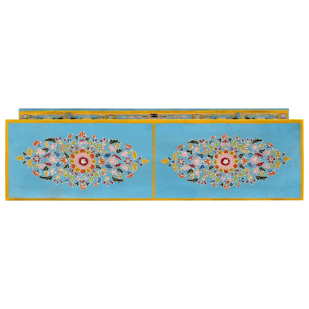 vidaXL TV Cabinet Blue 110x30x40 cm Solid Wood Mango