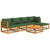 vidaXL 6 Piece Garden Lounge Set with Green Cushions Solid Wood