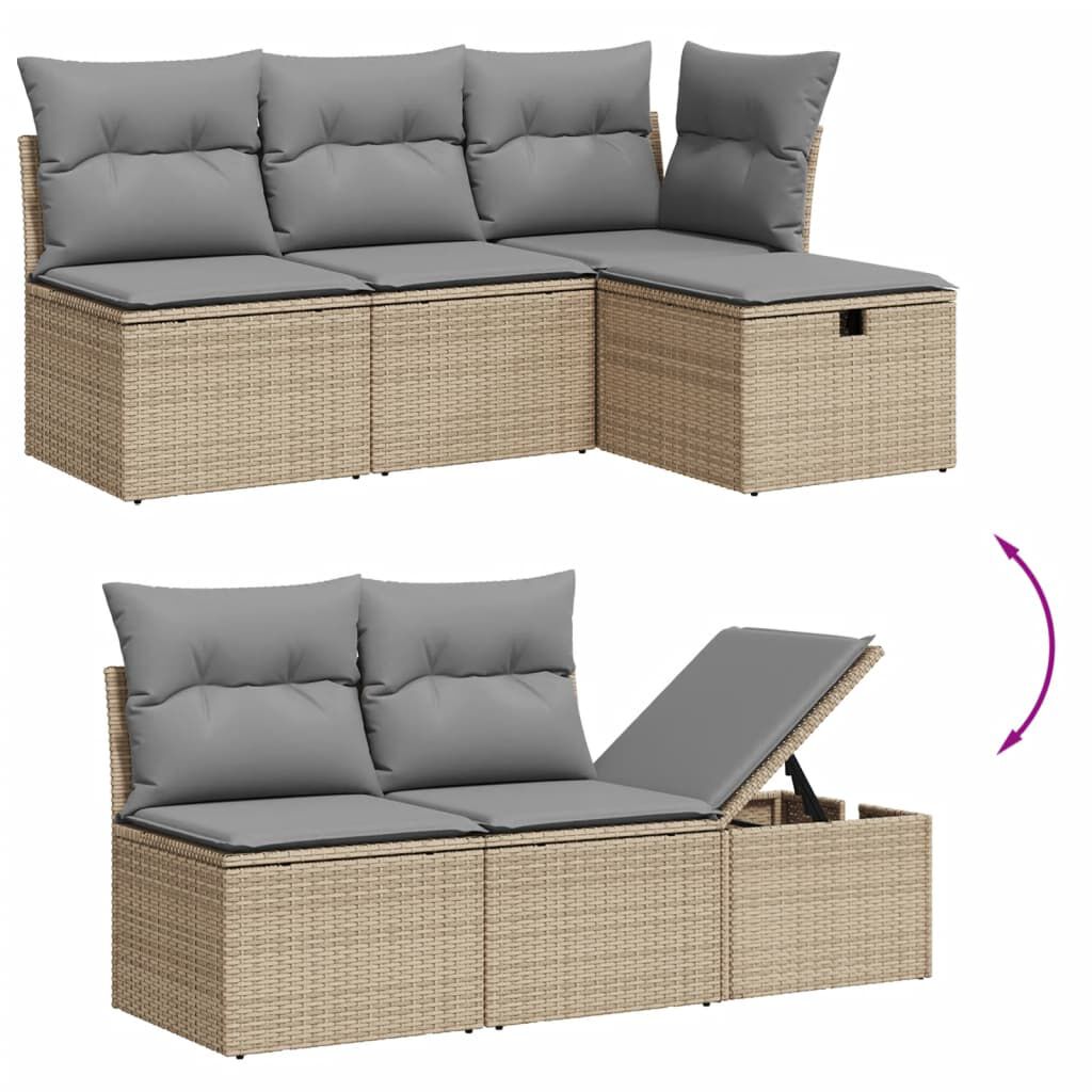 vidaXL 6 Piece Garden Sofa Set with Cushions Grey Poly Rattan