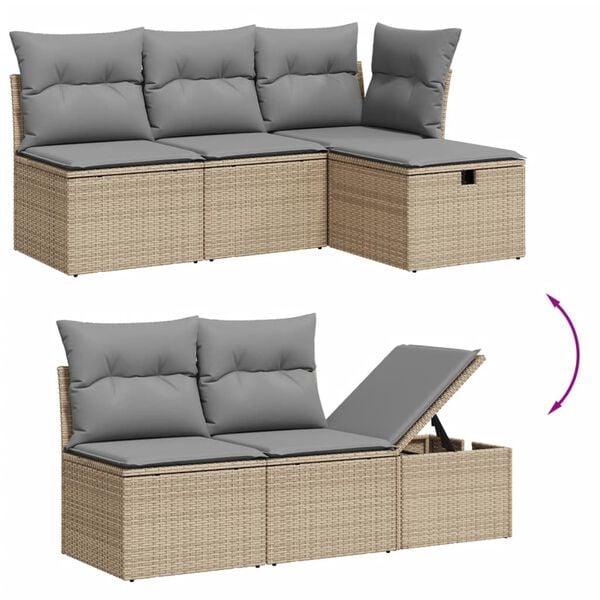vidaXL 6 Piece Garden Sofa Set with Cushions Grey Poly Rattan