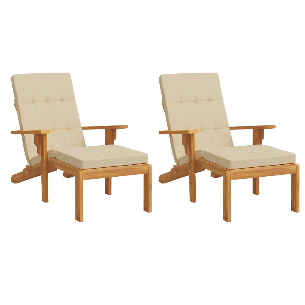 vidaXL Deck Chair Cushions 2 pcs Beige Oxford Fabric