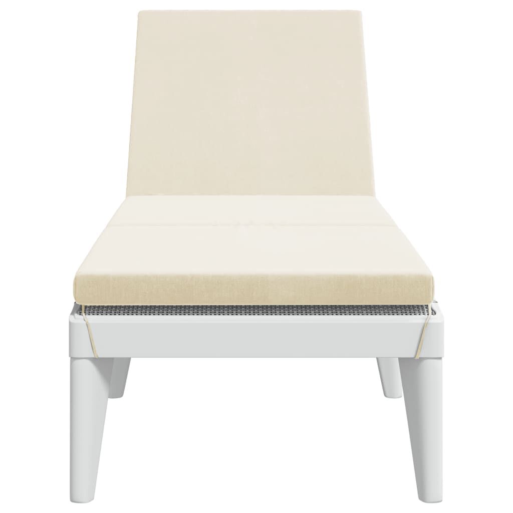 vidaXL Sun Lounger with Cushion White 186x60x29 cm PP