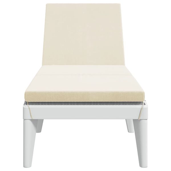vidaXL Sun Lounger with Cushion White 186x60x29 cm PP